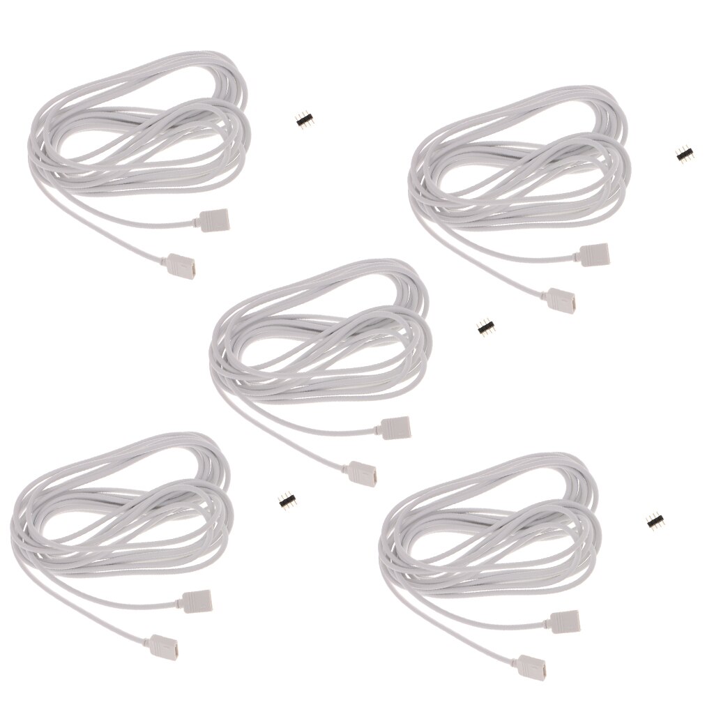 5Pieces 4-pin LED Strip Extension Cable Connector Wire for 5050 3528 Strip Light