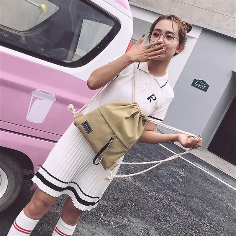 Canvas rugzak met trekkoord Mode School Gym Tas met trekkoord Casual String Knapzak Schoolrugzak voor tienervrouwen