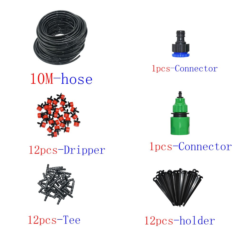 50M-5M DIY Drip Irrigation System Automatic Watering Garden Hose Micro Drip Watering Kits with Adjustable Drippers: 10M