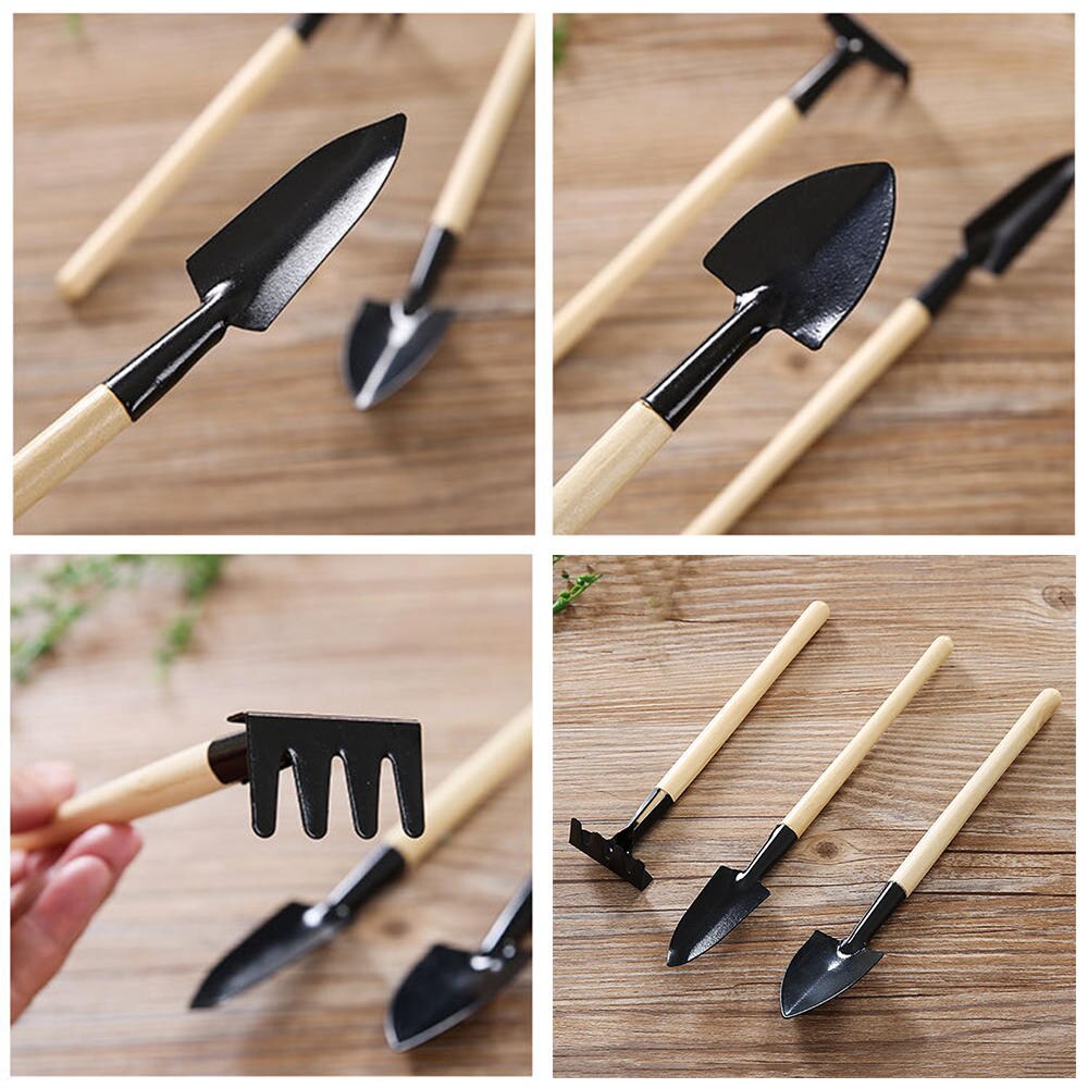 18pcs Garden Tool Set Mini Shovels Spade Rake Wooden Handle Metal Head Potted Flower Plants Gardening Tool