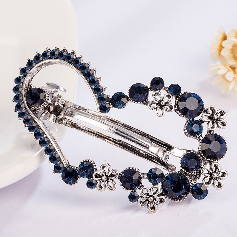 Dalaful Love Heart Flower Rhinestone Hair Clip Barrette Hairpin Headwear Accessories For Woman Girls F150