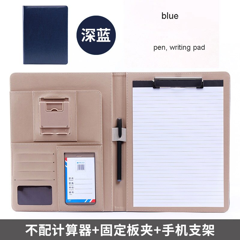 Multifunctional A4 file folder Opening Sheet Writing Splint Stationery Cortex Sales Manager folder Business Folder: blue A