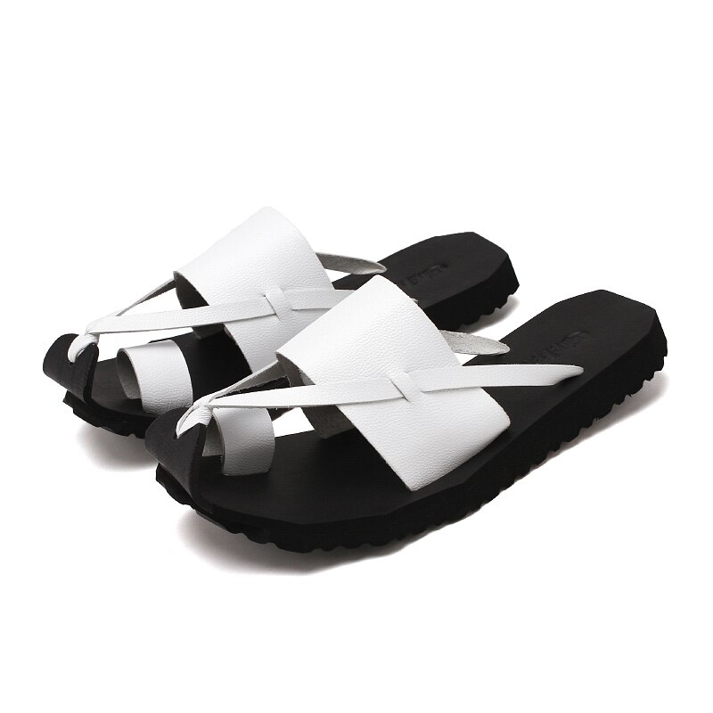 Man Brand Massage Flip Flops Summer Shoes For School Street Casual Slippers Seaside Beach Soft Shoes: White / 8