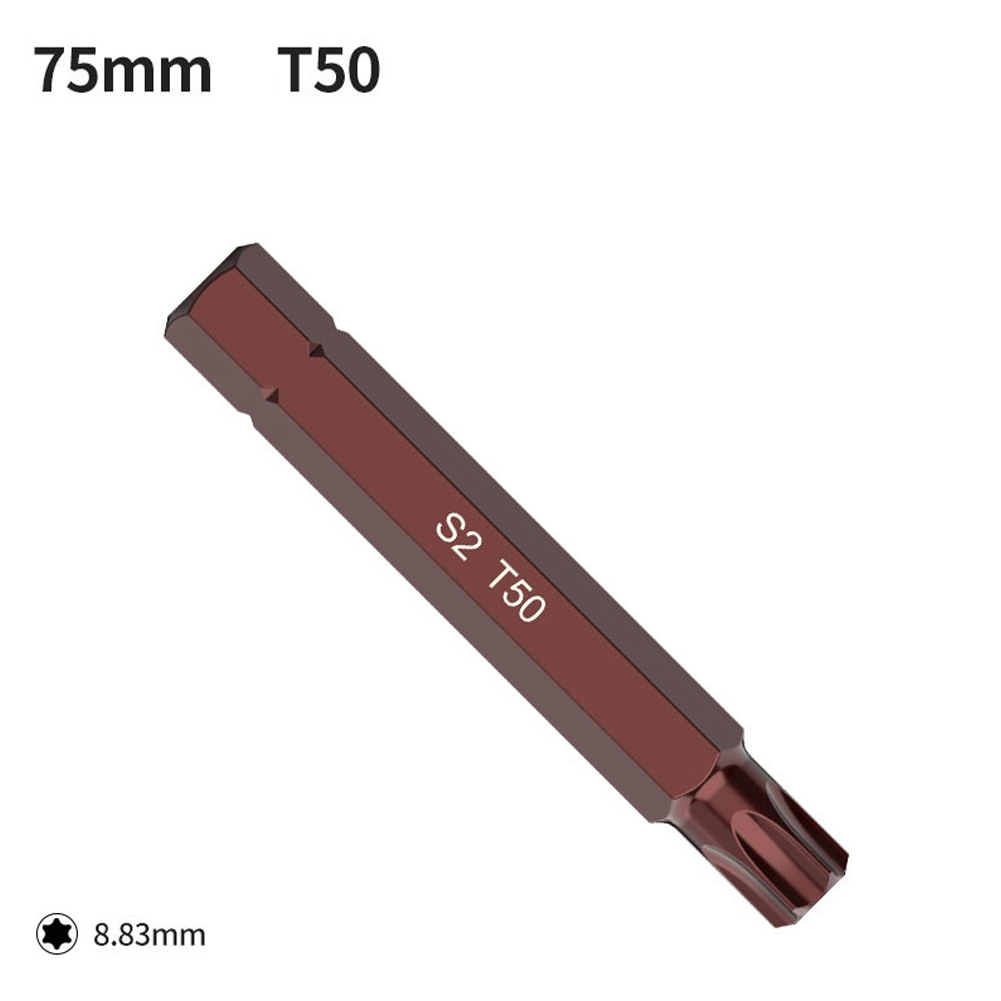 Torx Screwdriver Bit 75mm Hex Shank Impact Screwdriver Bits T20/25/30/40/45/50/55 Anti Slip Electric Screw Driver Bits: green
