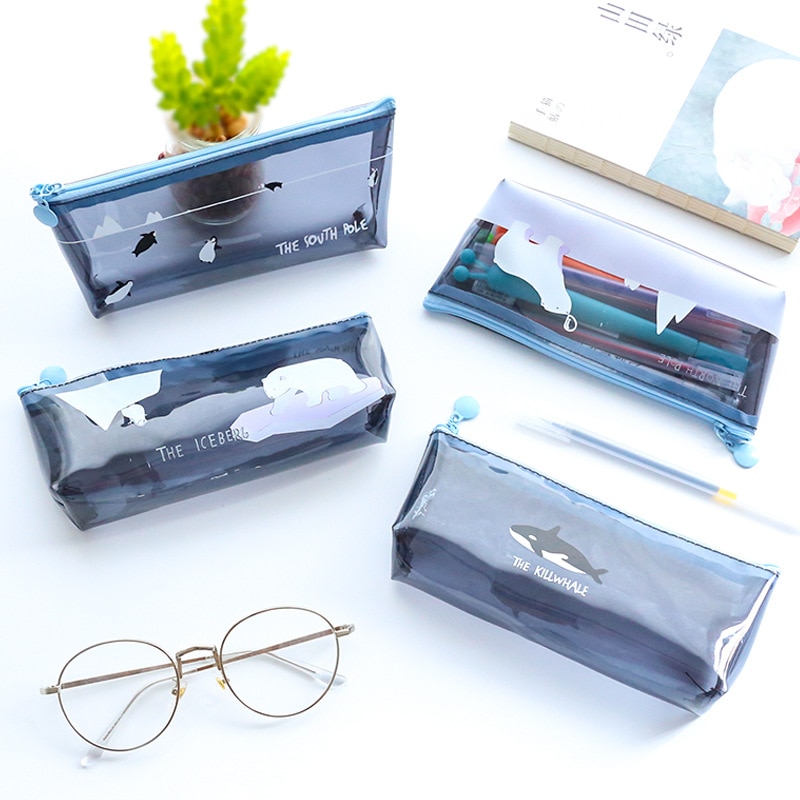 Cartoon Transparante Dier Etui Leuke Fruit Potlood Bag Storage Pouch Kantoor Schoolbenodigdheden Zakka