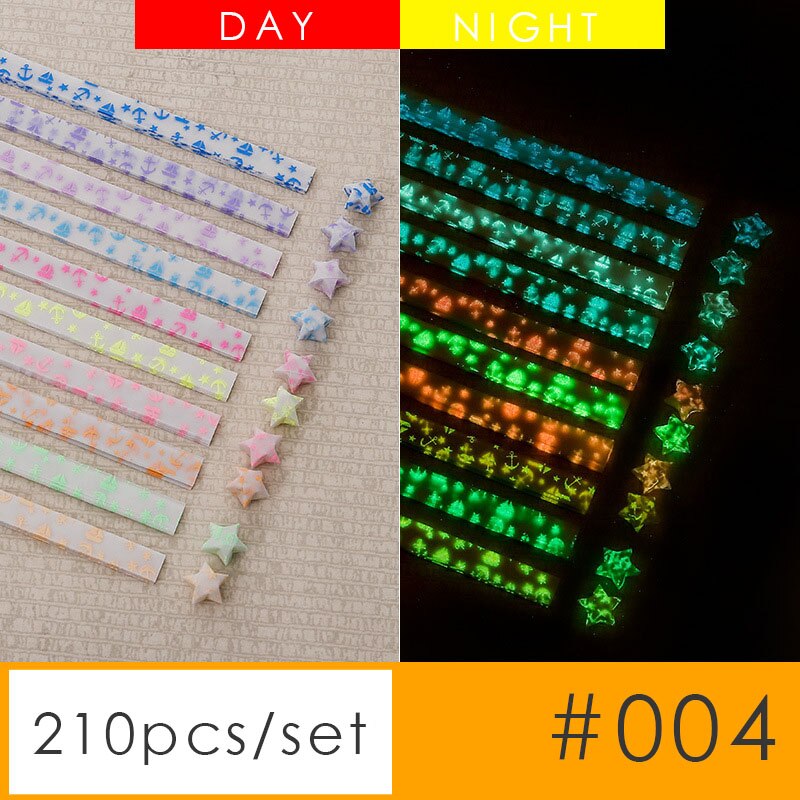 210pcs Luminous star origami paper Lucky star scrapbook paper Wishing stars paper wrapping material night glow: 004