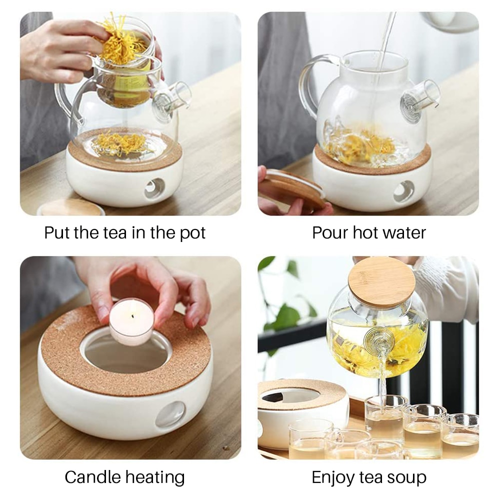 White Warm Tea Stove Ceramic Porcelain Heating Furnace Warmer Candle Heater Ceramic White Teapot Heater