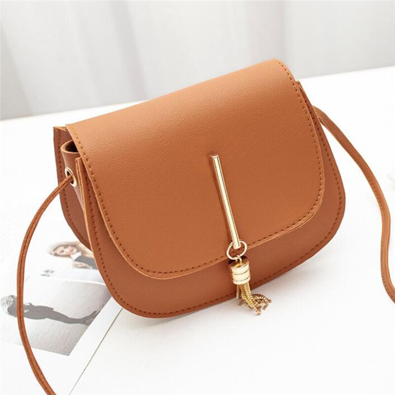 mujer chica mujer Mini bolso de hombro tipo bandolera de cuero de la PU damas bolsos de mano bolso bolsas femenina: brown