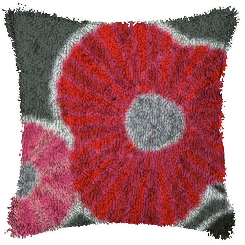 Kit de tapis à crochet en treillis de fleurs, pour bricolage, Segment, oreiller brodé en laine, point de croix, ensemble de tapis, artisanat: kaki foncé