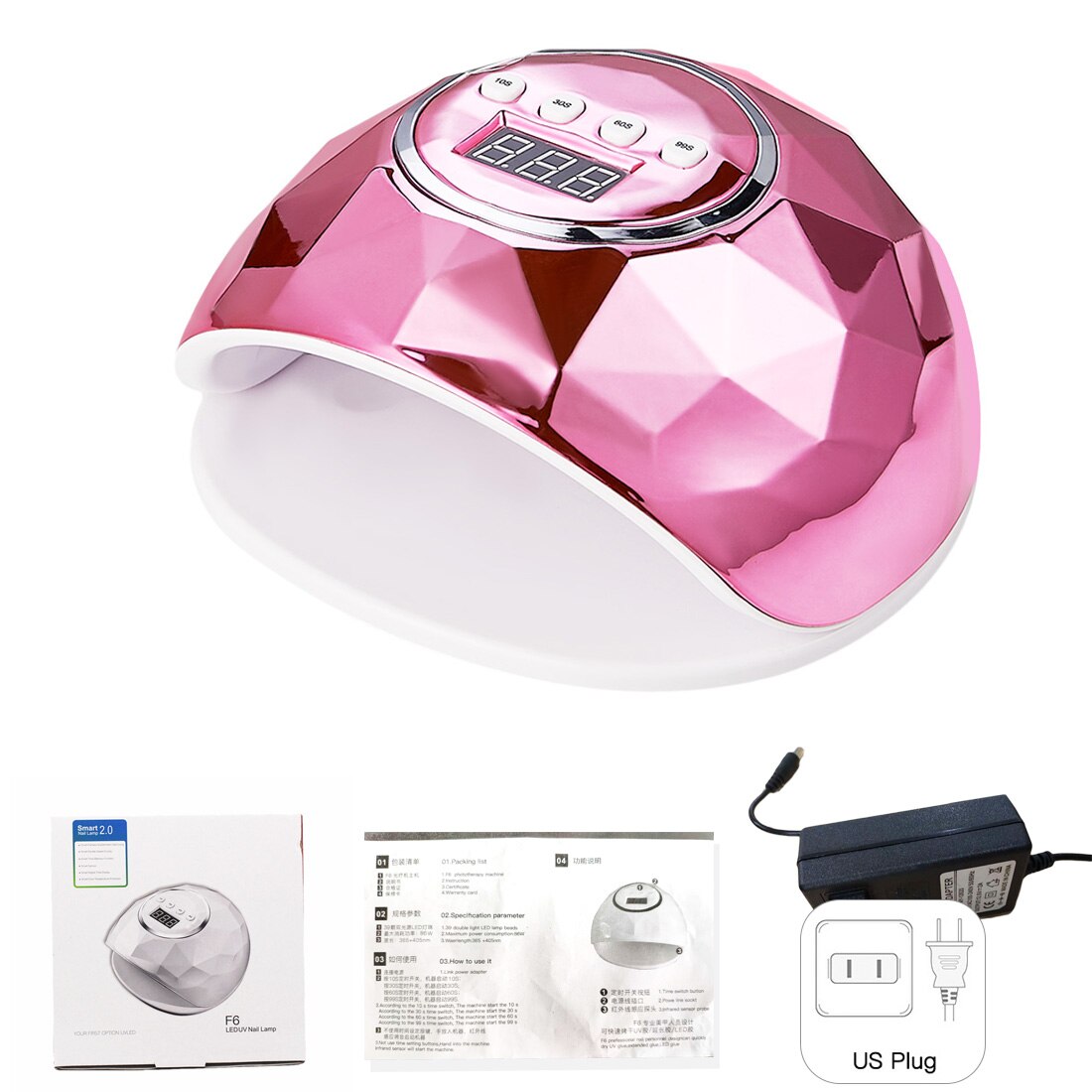 LED UV Nail Lamp for Nail Gel Polish Led Nail Light 39 LEDs UV Lamp 86W Nail Manicure: Bright pink / US PLUG