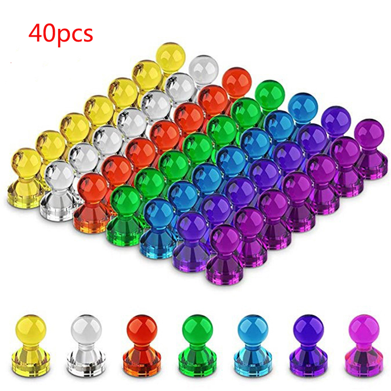 50 stk push pin magneter tommelfingerstifter stærke neodym magneter kegler køleskab whiteboard magneter kontor hjemmeværktøj 7 farver magnet: 40 stk tilfældig farve
