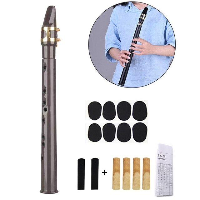 8-Hole Mini Pocket Saxofoon Little Sax Set Met Alto Mondstuk Ligatuur Riet Pads Vinger Grafieken Schoonmaken doek: Brown
