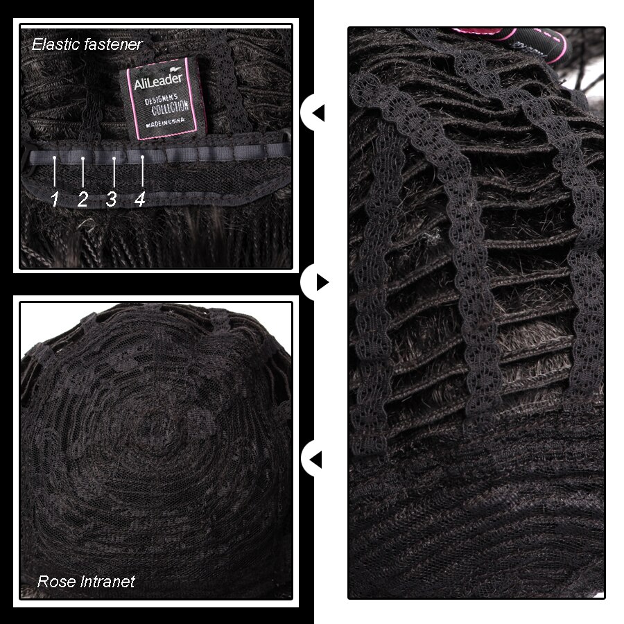 Leeons Natural Black Braided Wigs With Bangs Summer Short Wig For Women Box Braid African Wig Heat Resistant Synthetic Fiber