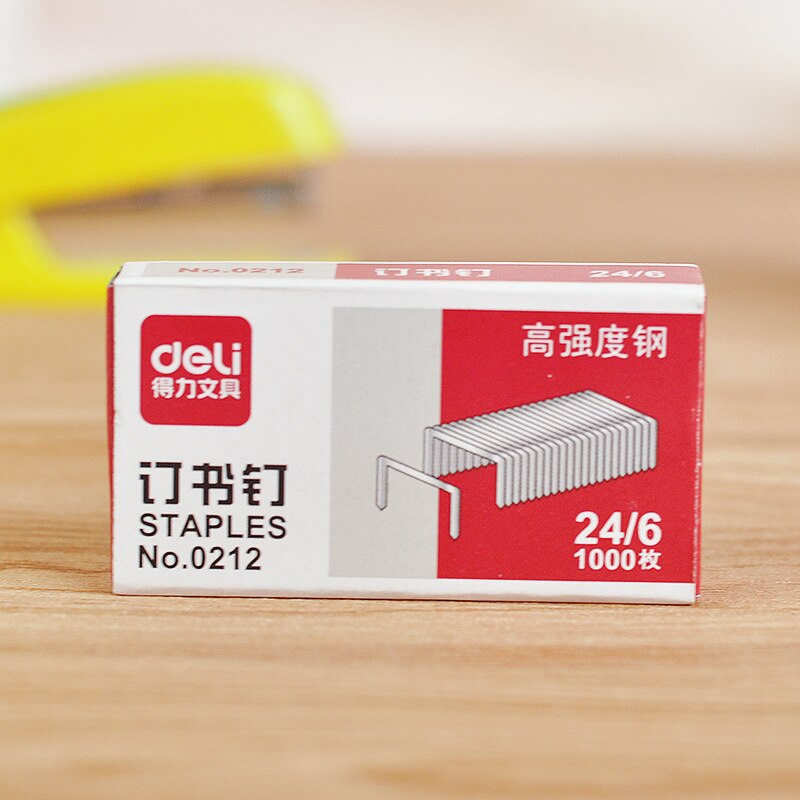 Deli 1000 unids/caja grapas grapa metálica 24/6 para grapadora de grapa normal alicates de uva de la Oficina de la escuela suministros de papelería