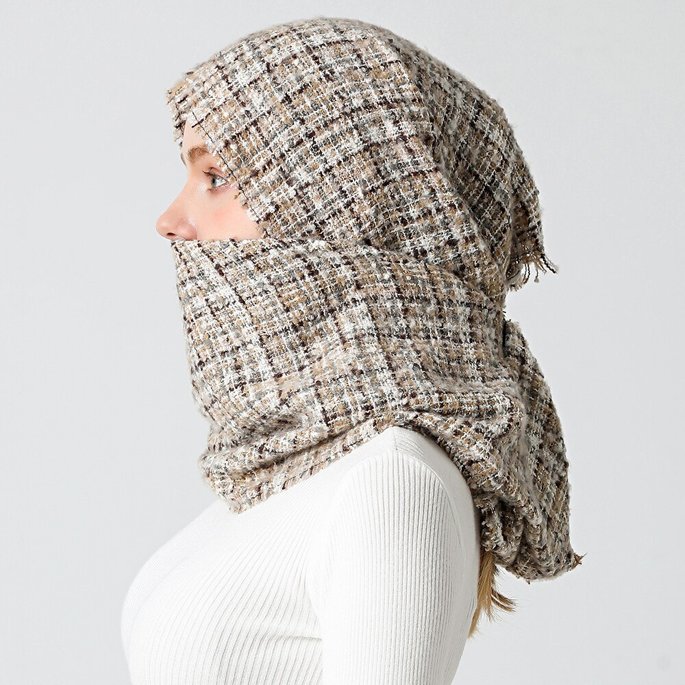 Kvinder vinter hals snood tørklæde ring bufanda unisex kvindelig geometrisk varm pels hals omslag solide kashmir tørklæder