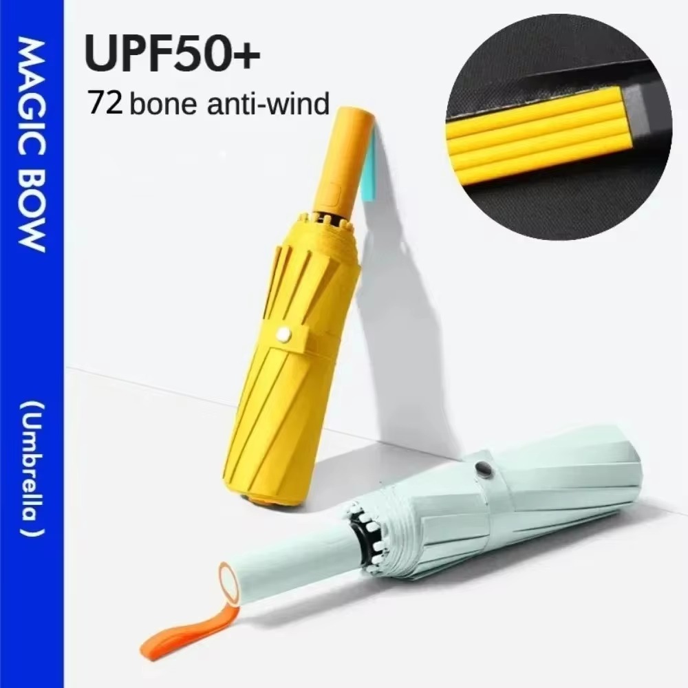 72 Bone Fully Automatic Umbrellas Reinforced UV Protection Umbrella Double Person Sunscreen Umbrellas Men'S Durable Rain Gear