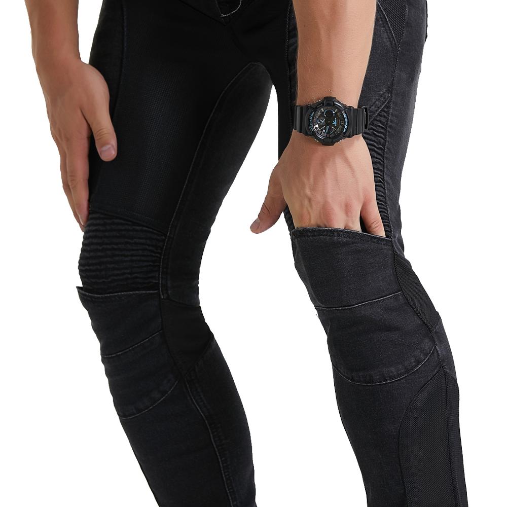 Protective CE Armor Men Motorcycle Riding Pants Stretch Denim Jeans Biker Cycling With 4 X Knee Hip Pads