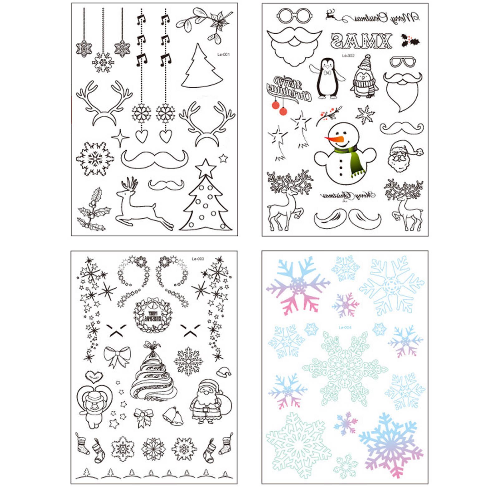 3 Vellen Lichtgevende Kerst Tattoo Stickers Waterdichte Cartoon Sneeuwvlok Xmas Tattoo Voor Volwassenen & Kinderen: Default Title