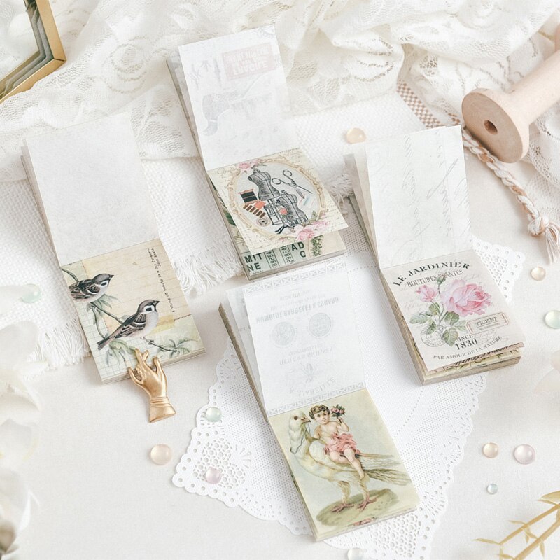 Álbum Vintage de flores y plantas para mujer, papel artesanal, diario de basura, Ephemera, pájaro Retro, álbum de papel artesanal, Material de álbum de recortes, 100 Uds.