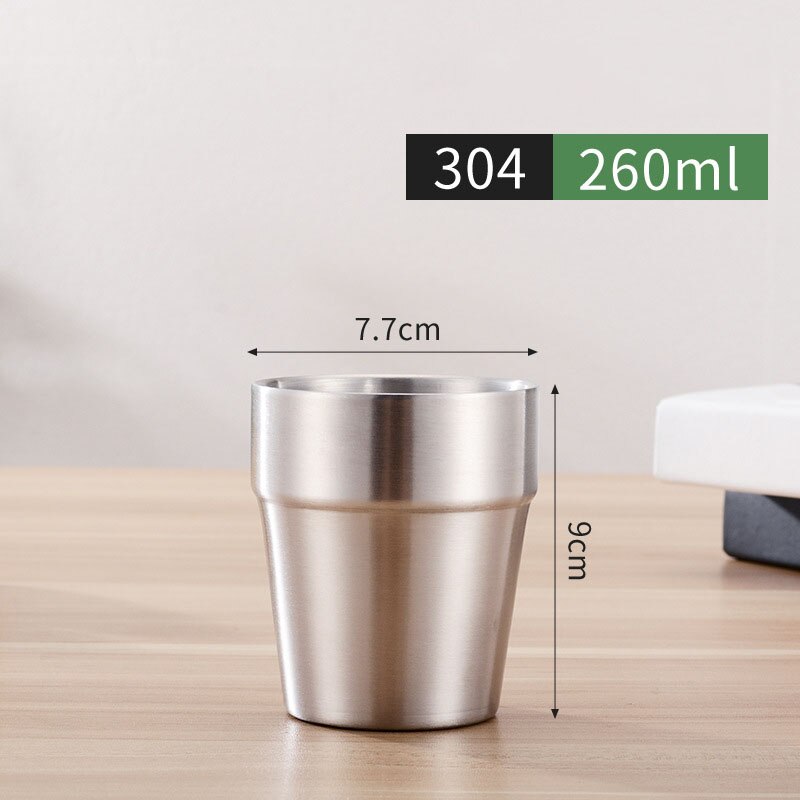 175/260/300/480ml dubbele lagen roestvrijstalen koffiebeker, voedselveilige cola, melk, thee, biermok, draagbare metalen reisbeker: 260ml stijl b