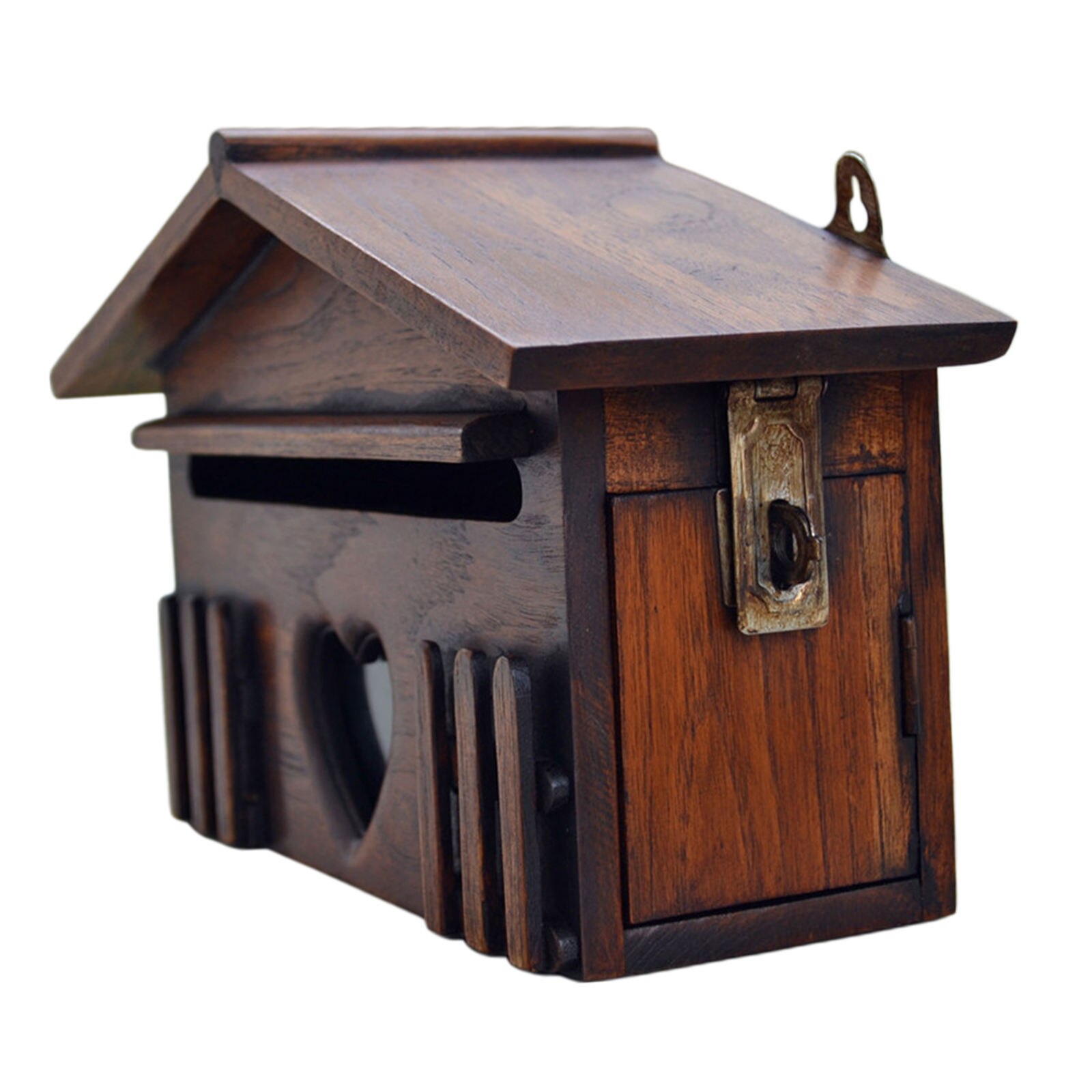 Buzón de madera rústico de estilo europeo con cerradura, buzón de puerta delantera, buzón