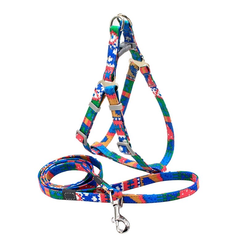 Indische Stijl Dog Harness en Leash Set Hond Canvas Band Vest En Trekkabel Voor Outdoor Lopen Voor Kleine Medium huisdieren