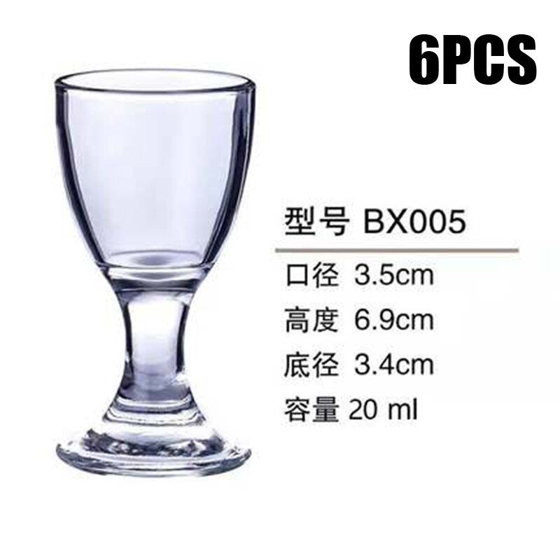 6 st genomskinligt snapsglas kopp glas hög sprit vitvin glas kopp fest dricka tjock botten kopp hushåll: 20 ml 005
