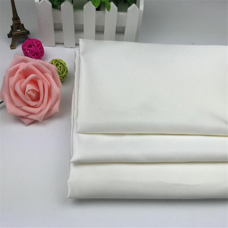 Shiny Polyester White Satin Fabric Roll for Wedding Dress Decoration
