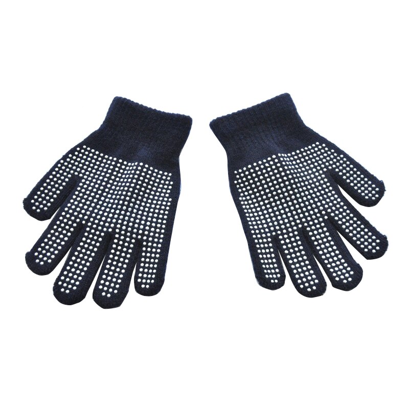 Guanti antiscivolo caldi invernali per bambini particelle di punti per 3-7 anni guanti da equitazione per bambini e ragazze guanti in maglia tinta unita: Navy