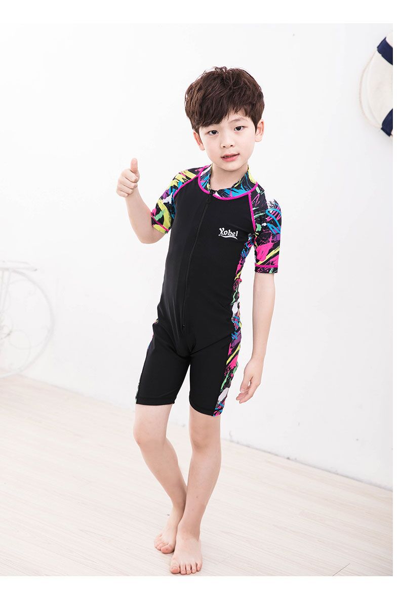 Dzieci One Piece stroje kąpielowe DivingSuit Lycra krótki rękaw chłopcy dziewczęta Surfing rashguardy Snorkel jednoczęściowy strój kąpielowy kombinezony