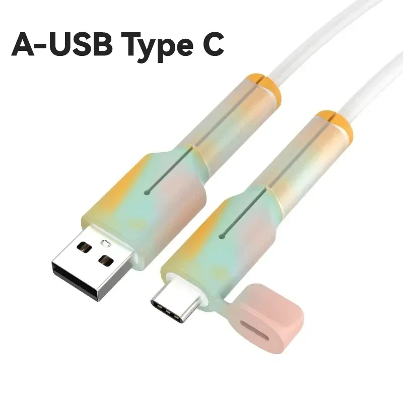 Enrouleur de câble de chargeur en Silicone souple, protecteur USB Type C, manchon de protection Anti-rupture pour Xiaomi Huawei OPPO VIVO, couverture de ligne de données: Violet / 50cm