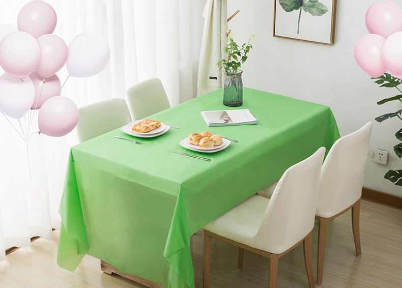Engangsbryllupsduge nappe vandtæt firkantet tapet pvc rektangulært plastik borddæksel fødselsdagsfest: Grøn