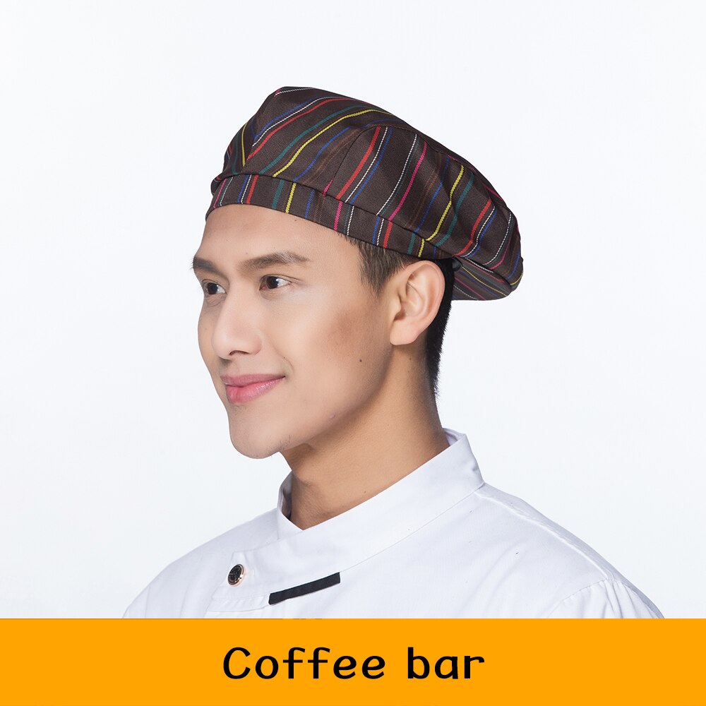 Chapeau de Chef Service alimentaire, uniforme de travail de cuisine café Restaurant, casquette élastique, chapeaux de serveur de barbier à imprimé de piment, 17 couleurs: 14