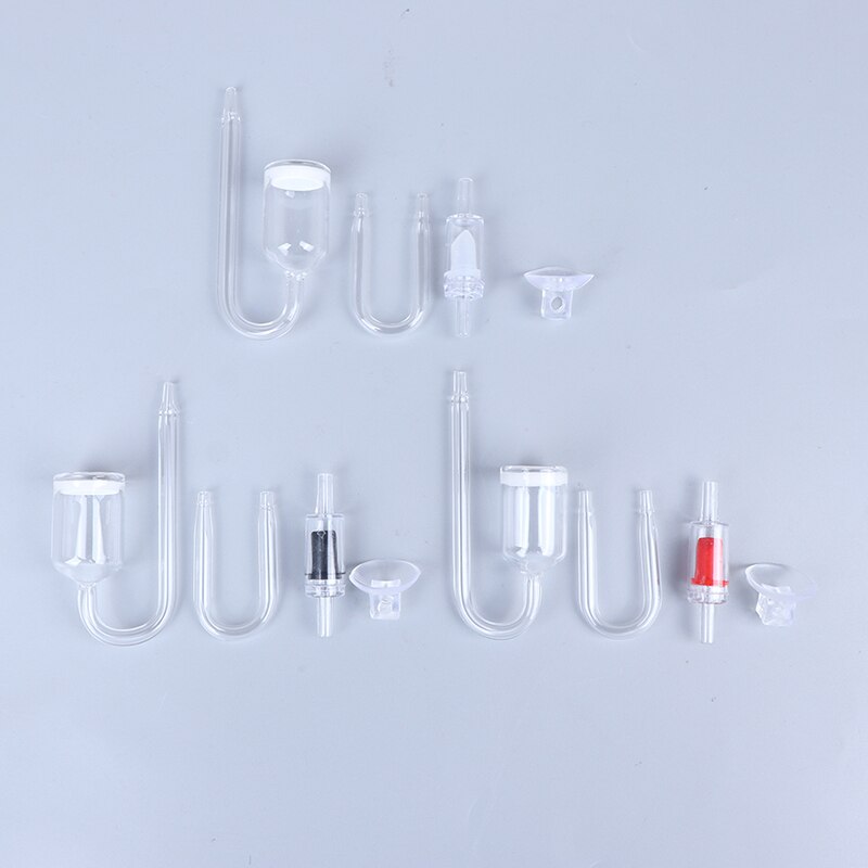 Aquarium Glas CO2 Diffusor Überprüfen Ventil U bilden Glas Rohr Saugnapf Bausatz Für Aquarium Aquarium Überprüfen Ventil einstellen CO2 Zerstäuber