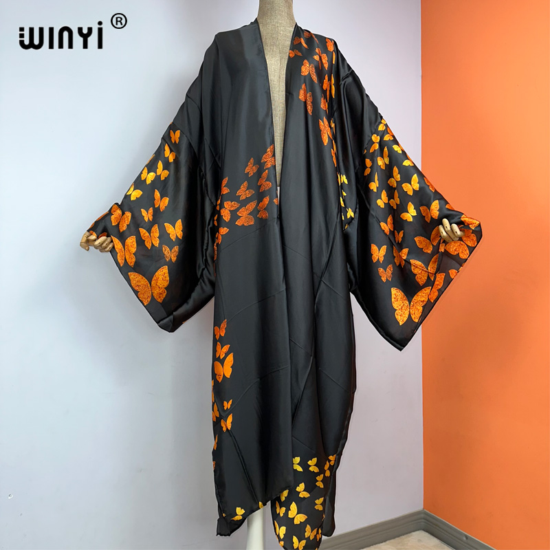 Winyi boho-kimono-kleid mit print, lang, sommerkleidung für damen, strandbekleidung, badeanzug, überwurf, kaftan: Lavendel