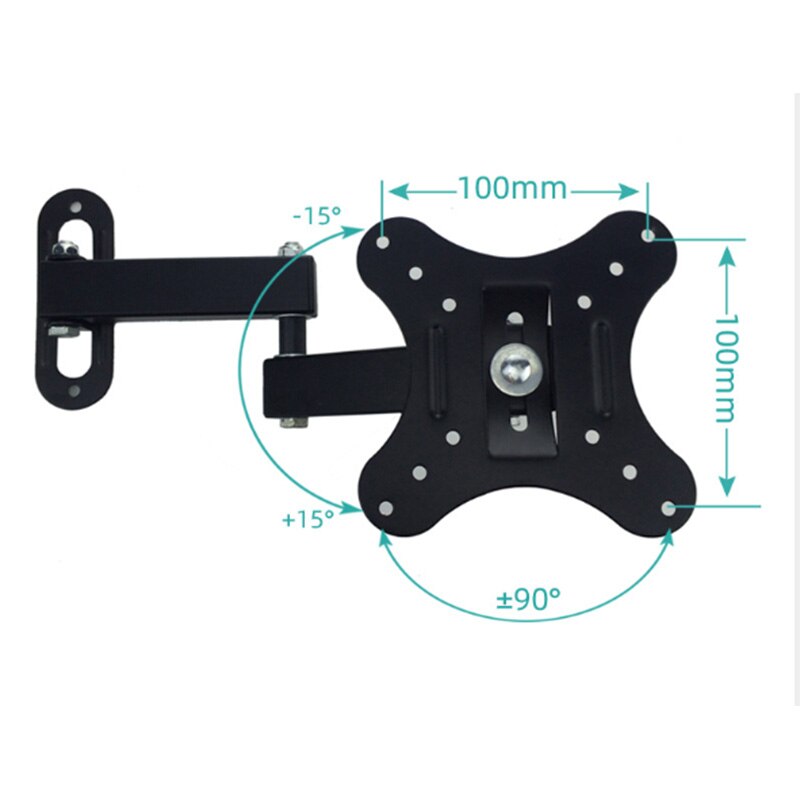 Adjustable 14-27-Inch TV Wall-Mounted Bracket, Flat-Sn TV Frame, 15-Degree Tilt, Mobile LCD TV Monitor Bracket