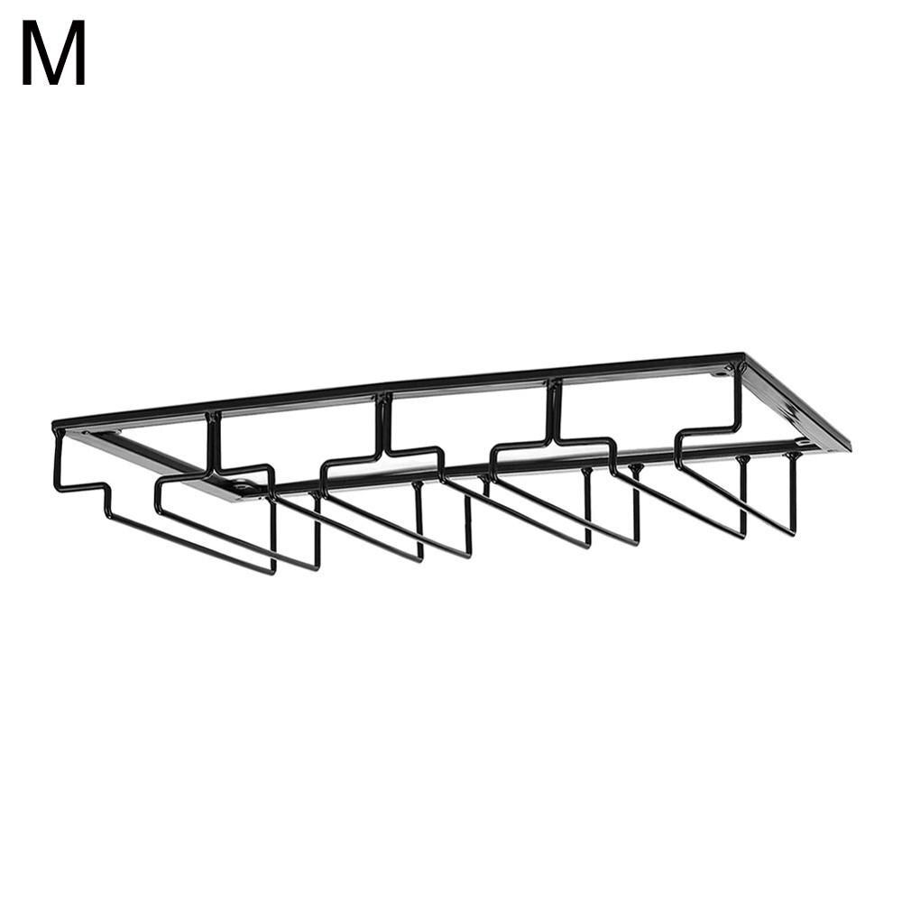 Wine Glasses Holder Bartender Stemware Hanging Rack Under Cabinet Stemware Organizer Glass Goblet Iron Rack: Black M