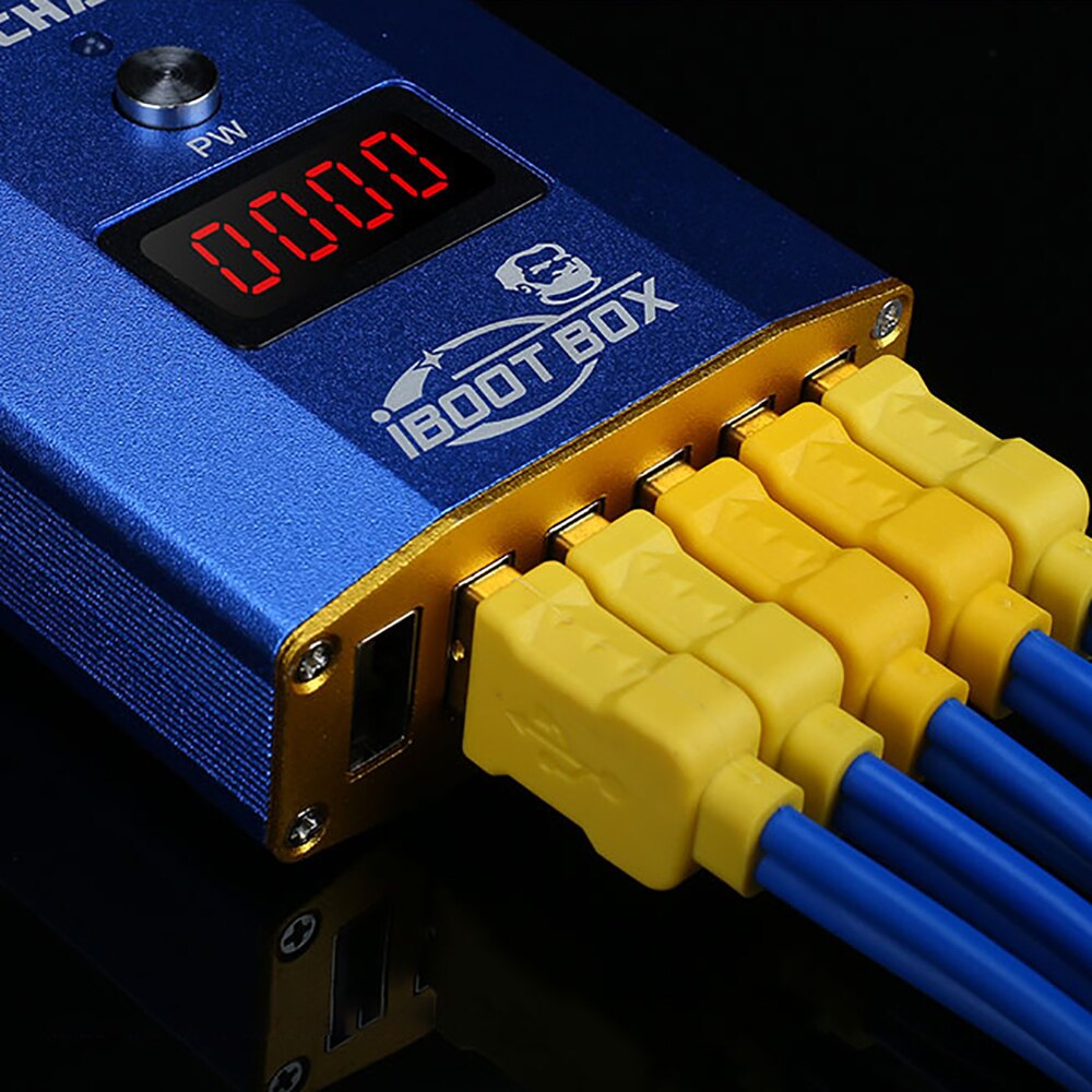 Mekaniker iboot box telefon reparation strømledning 5v-28v 6- port usb 4 digital led batteri strøm apple android telefon strøm test linje