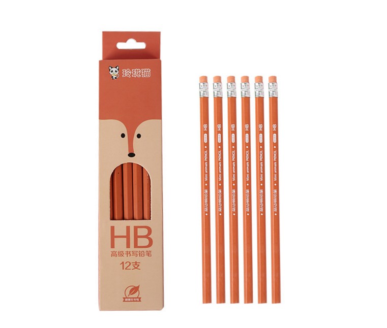 12pcs/pack Cartoon Animal Pig Animals HB Standard Pencil With Eraser Kids Office School Writing Pen Touch Stationery Supplies: 2