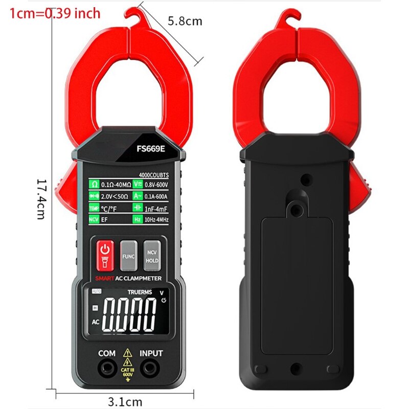 Digital Clamp Meter High Accuracy Auto-Ranging AC Current Amp Multimeter with AC/DC Voltage Ohm Capacitance Diode Test M4YD