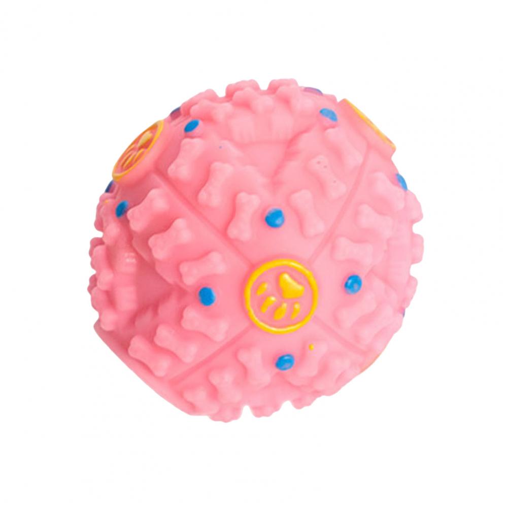 Bola de golosina para perros, juguete para masticar Dental chirriante, alimentador interactivo para mascotas, bola para masticar para perros, dispensador de alimentos, juguete para moler dientes: S / Rosa