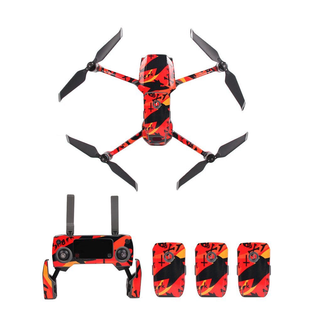 Optional Cool PVC Stickers Carbon Skin Decal for DJI Mavic 2 Pro/Mavic 2 Zoom Drone Body Remote Control and 3 Batteries Skins: J