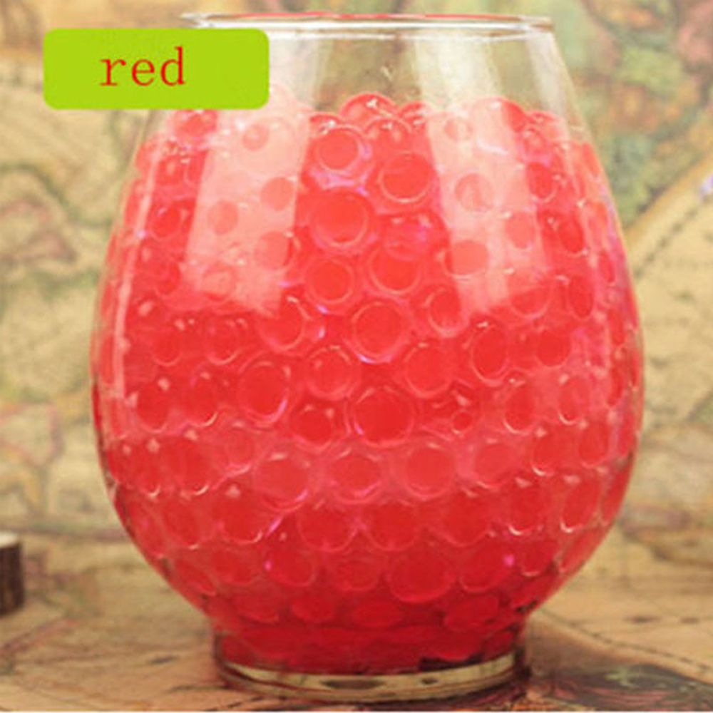Perles d'eau en Hydrogel pour enfants, 500 pièces, cristal, terre, boue, plante d'eau, fleur, gelée, boules d'eau, jouet, Vase, décoration: Red