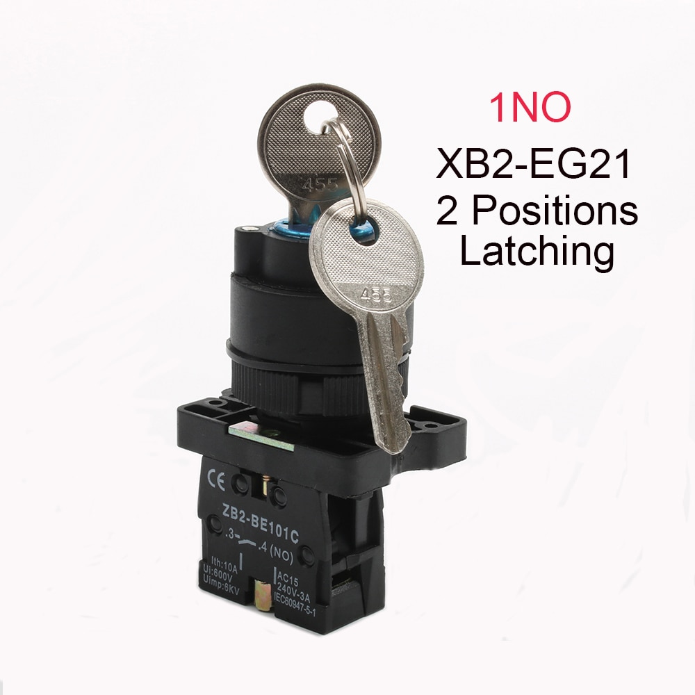 XB2-EG21XB2-EG33 2/3 positions key-operated 1NO/2NO Latching self-Locking selector pushbutton switch 22mm