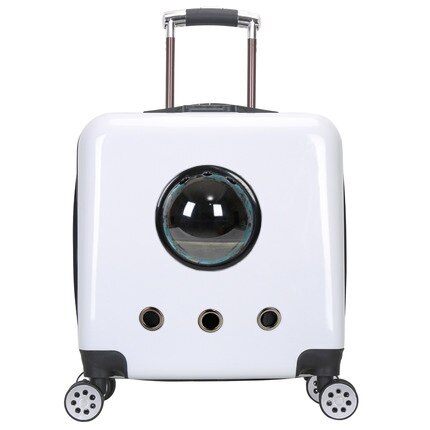 zwierzę domowe wózek Kot na wolnym powietrzu przenośny transport walizka kapsułka zwierzę domowe uniwersalny koło oddychający o dużej pojemności przewoźnik dla kota: biały