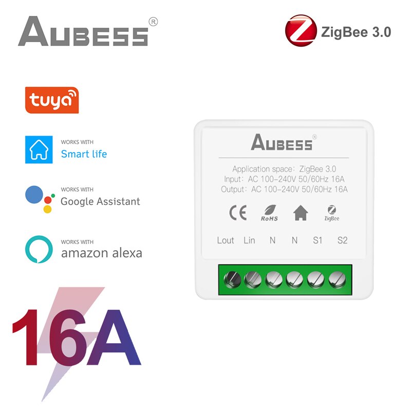 Aubess zigbee 3,0 tuya smart light switch smart home automation diy module breaker supports 2 -way control works with alexa google