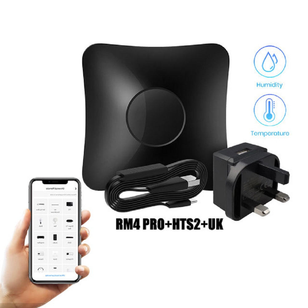 BroadLink RM4 Pro versión Hub remoto Universal inalámbrico con Sensor de temperatura y humedad HTS2 solución para el hogar inteligente: Blanco
