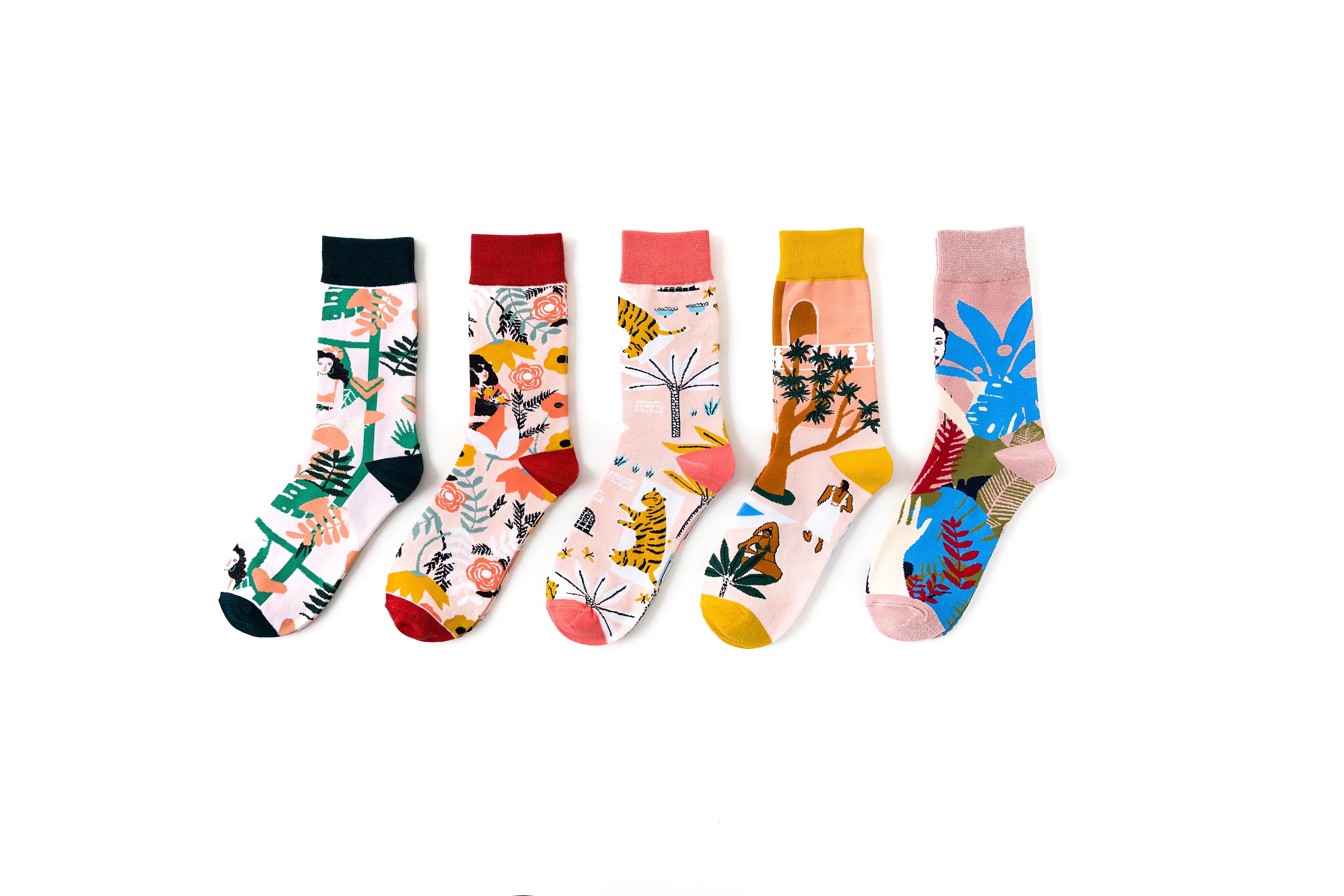 1 pair Women Men socks Funny Beauty illustration animal art Hosiery Streetwear Skate Harajuku cotton socks