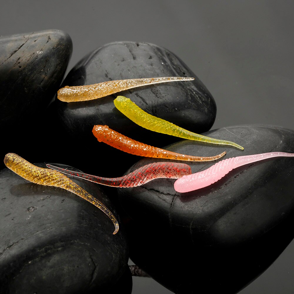 JOHNCOO 50pcs Fishing Lure Rock Fish Soft Bait 40mm 0.34g Silicone Bass Rockfish Swimbait Jig Lure Plastic Baits Worm