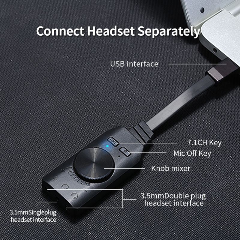 Adaptador de conversor de placa de som gs3 virtual 7.1, conversor de placa de som, usb externo, fone de ouvido 3.5mm estéreo para pc desktop e notebook